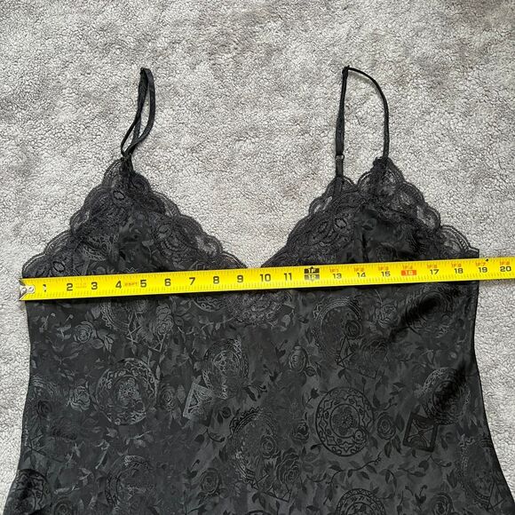 Vintage Victoria Secret black lace slip dress floral jacquard - Picture 7 of 8